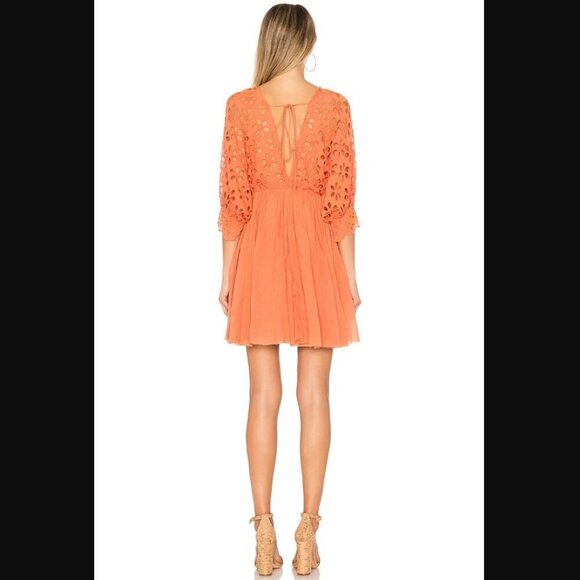 Free People Bella Note Eyelet Mini Dress in Terracotta - Picture 3 of 7